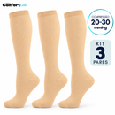 Meias de Compressão 20–30 mmHg | Kit 3 Pares Nude (Pague 2, Leve 3)