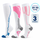 Meias de Compressão 20–30 mmHg | Kit 3 Pares Robot Branca (Pague 2, Leve 3)