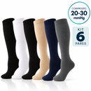 Meias de Compressão 20–30 mmHg | Kit 6 Pares Lisas (Pague 3 Leve 6)