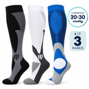 Meias de Compressão 20–30 mmHg | Kit 3 Pares Esportes (Pague 2, Leve 3)