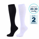 Meias de Compressão 20–30 mmHg | Kit 2 Pares Preta Branca