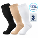 Meias de Compressão Plus Size 20–30 mmHg | Kit 3 Pares Gion (Pague 2, Leve 3)