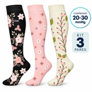 Meias de Compressão 20–30 mmHg | Kit 3 Pares Jardim (Pague 2 Leve 3)